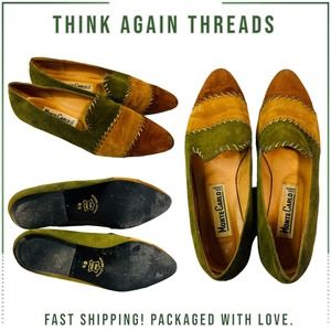 Monte Carlo From Europe Tri Color Genuine Leather Flat Shoes Size 6.5